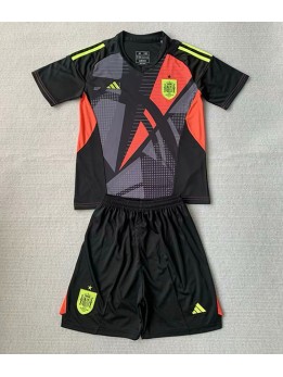 Spanien Torwart Auswärts Trikotsatz für Kinder EM 2024 Kurzarm (+ Kurze Hosen)